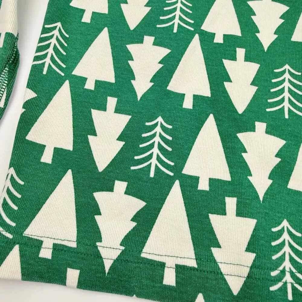 Hanna Andersson Organic Green Trees Long Johns Pajama Set, Size 6/7